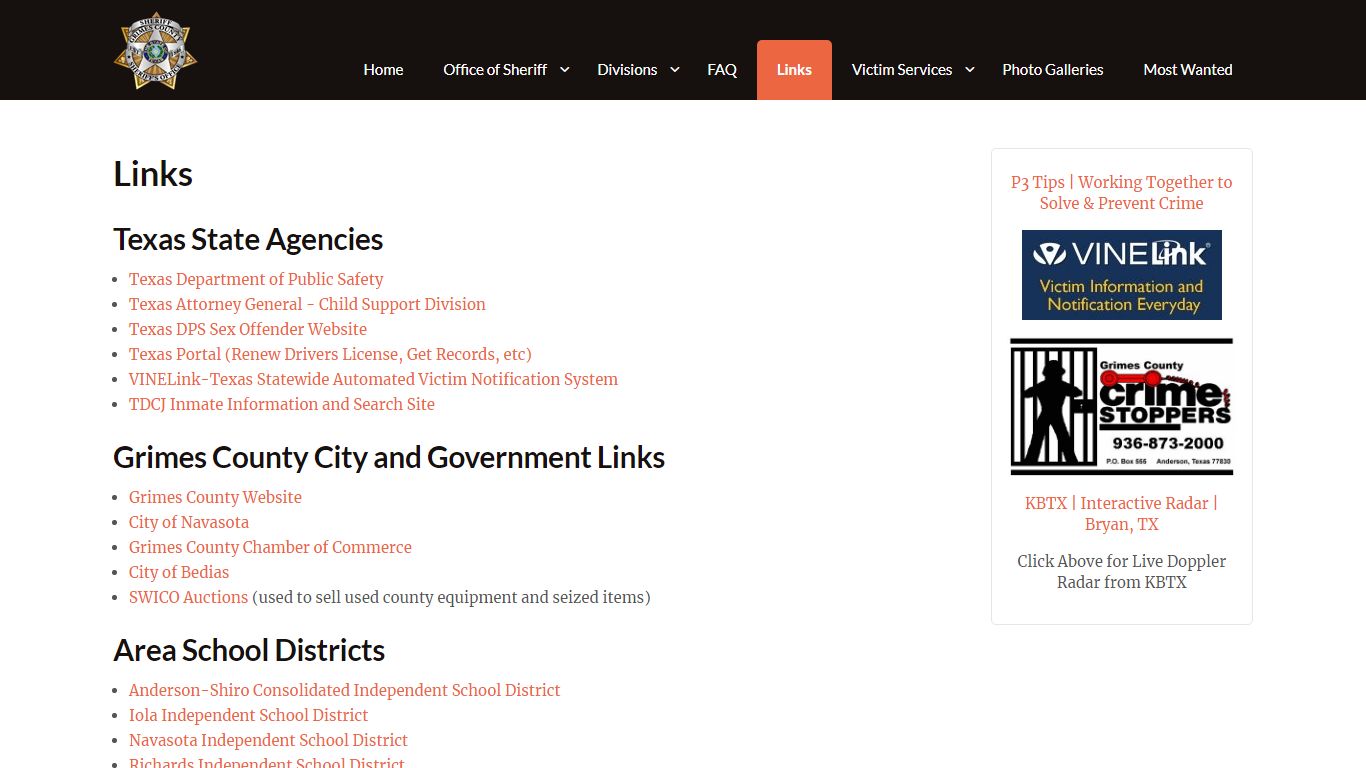 Links | Grimes County Sheriff's Office | Anderson, TX